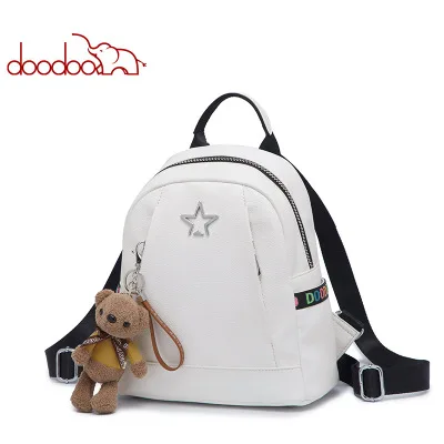 

DOODOO Teenager School Women backpack Latest lady's backpack with star embroidery Girl's leather Travel backpack