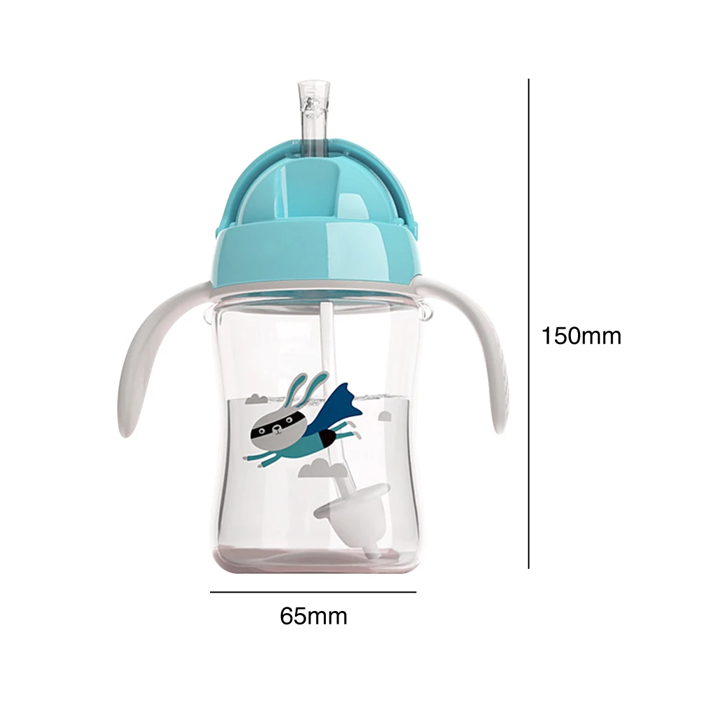 Питьевое молоко дети чашки обучение питание новорожденного бутылка с соломинкой съемные ручки герметичность милый мягкий рот