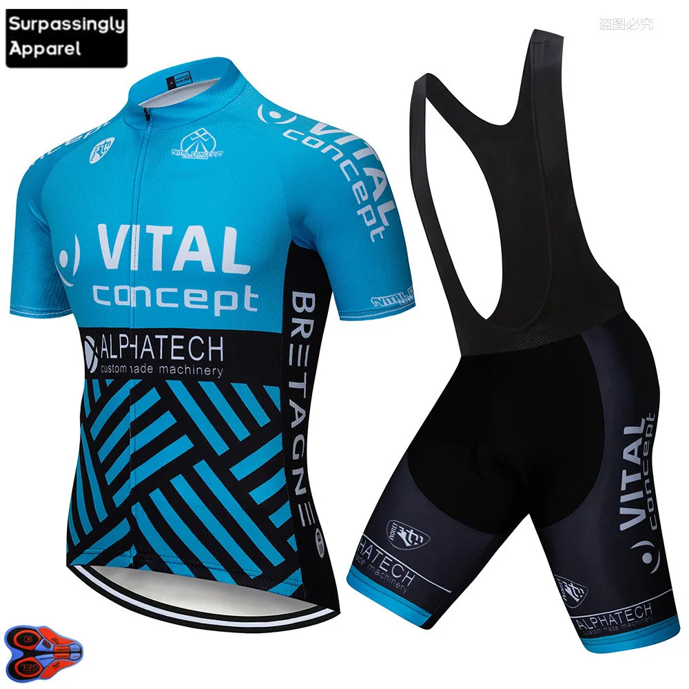 Pro Команда UCI мужской синий VITAL Велоспорт Джерси Набор велосипед нагрудник шорты 12D Ropa Ciclismo велосипедный спортивный комбинезон Джерси для MTB
