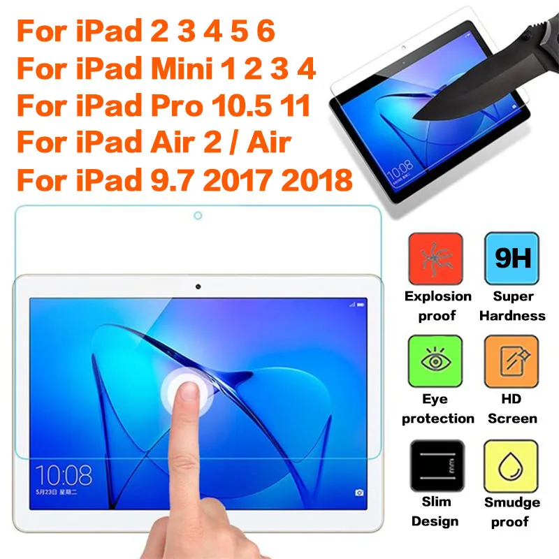 Закаленное стекло для Apple iPad 9 7 дюйма Pro 10 5 11 Защитное Air 2 Mini 1 3 4 Защитная пленка