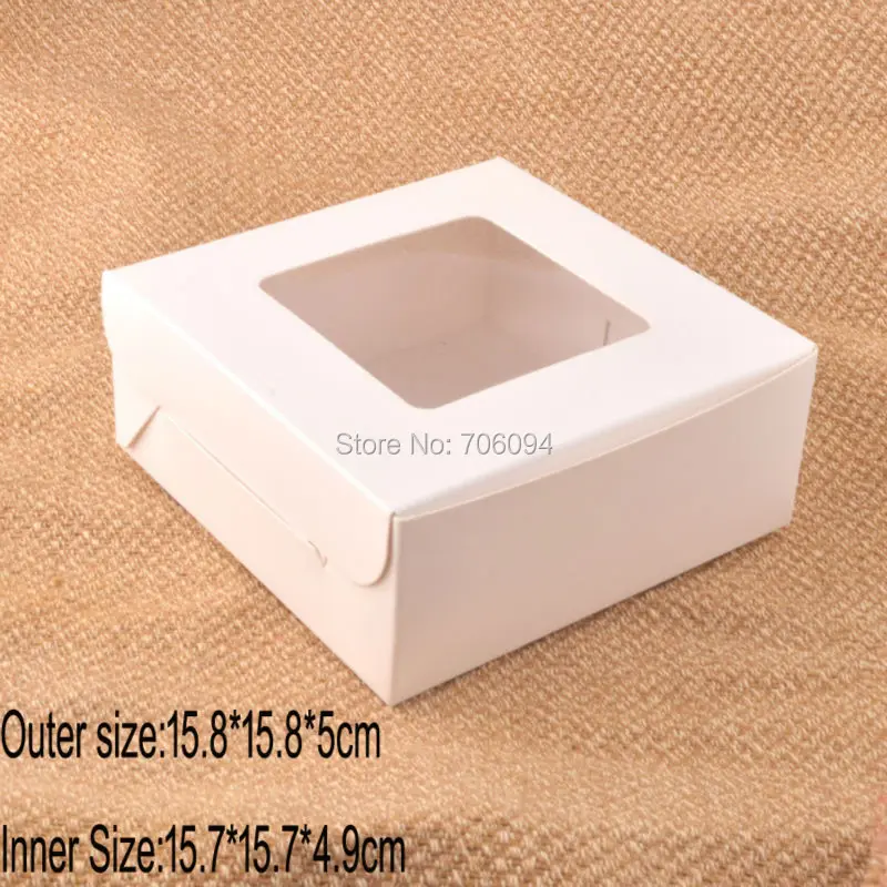 

30PCS 15.8*15.8*5cm(6.2''*6.2''*2'') White paper box with window for Cake handmade gift boxes,custom box need extra cost