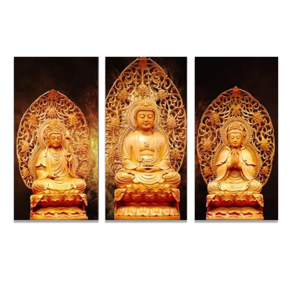 

Framed Modern Painting Buddha Picture Prints on Canvas Wall art for Home Office Room Decoration Gift Stretched Ready to Hang
