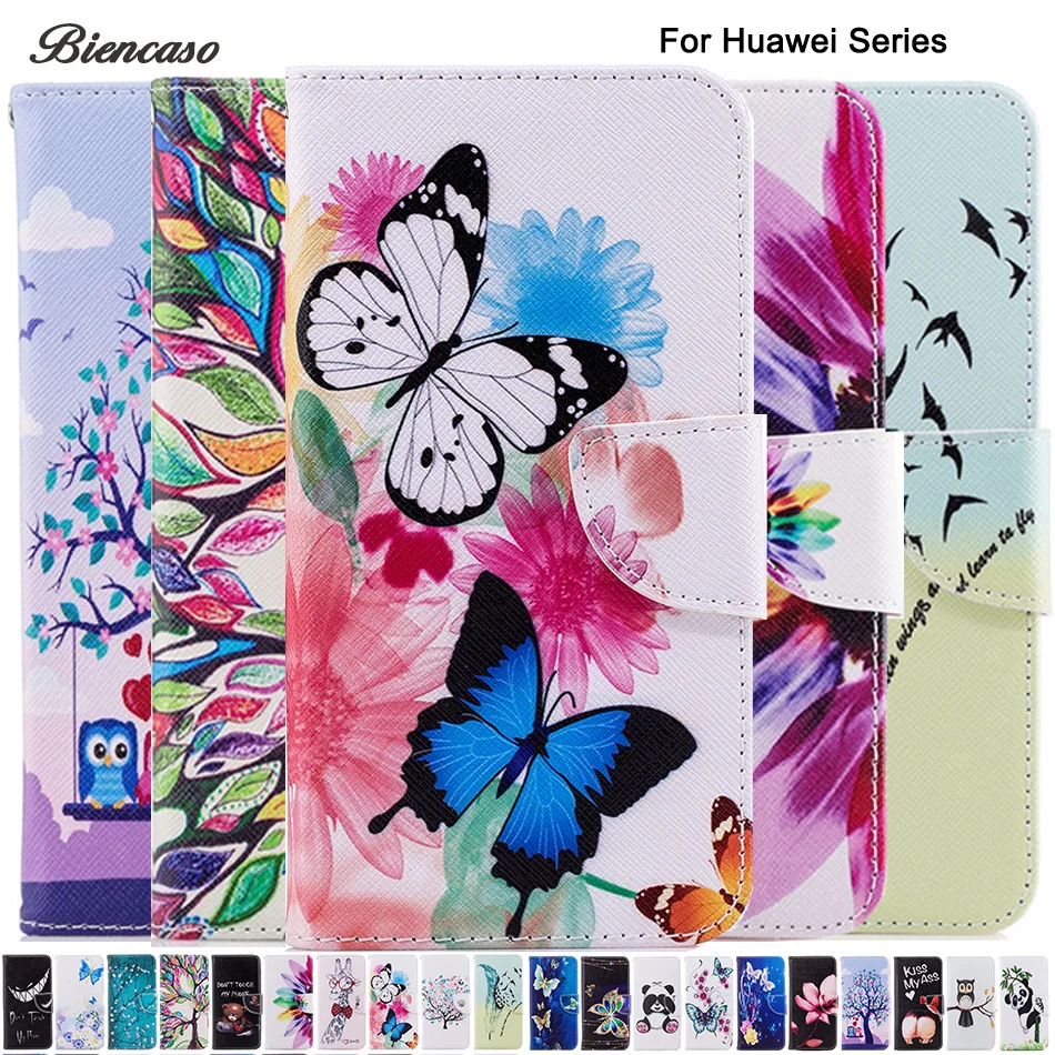 

Biencaso Butterfly Owl PU Leather Wallet Flip Case for Huawei Y5 Prime Y6 Y7 Y9 2018 Honor 7X 7A 7C 7S Cover Fundas B116