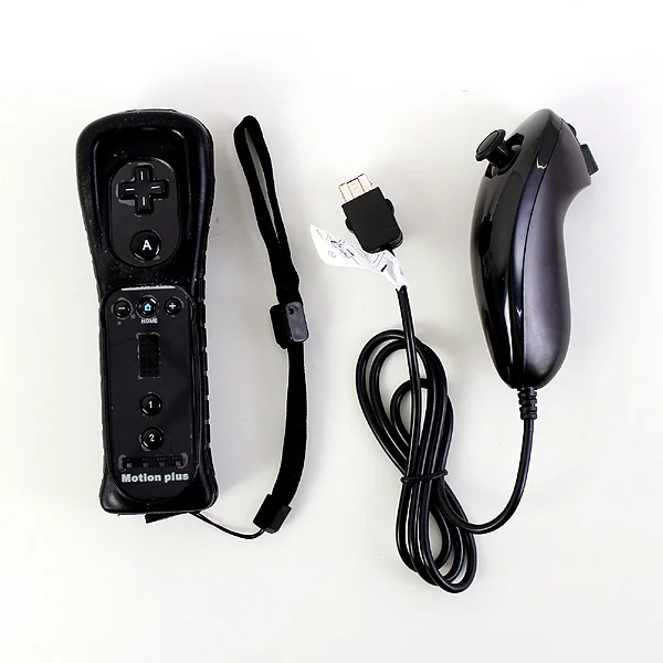 FZQWEG 2 in 1 Wireless Remote Controller+Nunchuk Control for Nintendo