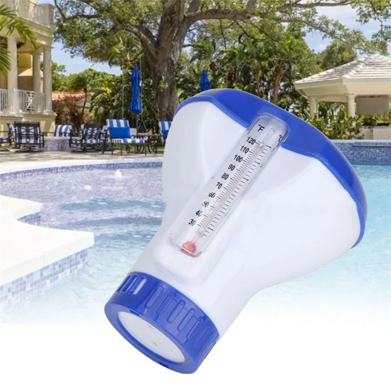 

5 Inch Swimming Pool Floating Chemical Chlorine Dispenser with Thermometer Disinfection Automatic Applicator Pump