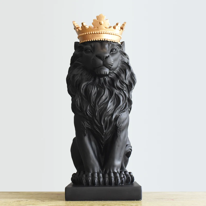 Black Crown Lion Sculpture Home Decoration Nordic Decorations