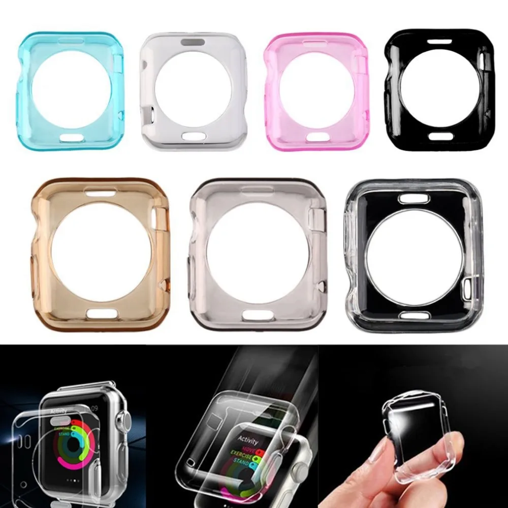 

5 Pcs New Arrival Transparent Slim TPU Protective Bumper Case Watch Cover Skin For Apple Watch 38mm Hot Sale