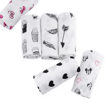 

Muslinlife Cotton Baby Swaddle Wrap,Classic White Black Patterned Muslin Cloth Blanket,Soft 2 layers Baby Blanket,110*110cm