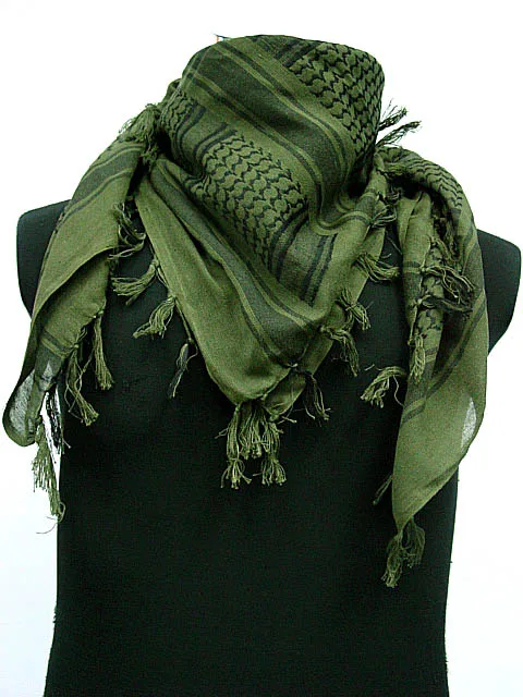 

Wolfslaves 100% Cotton Camping Scarf for Men Military Tactical Shemagh Keffiyeh Palestine Arab Style Shawl Men's Scarf Hunting