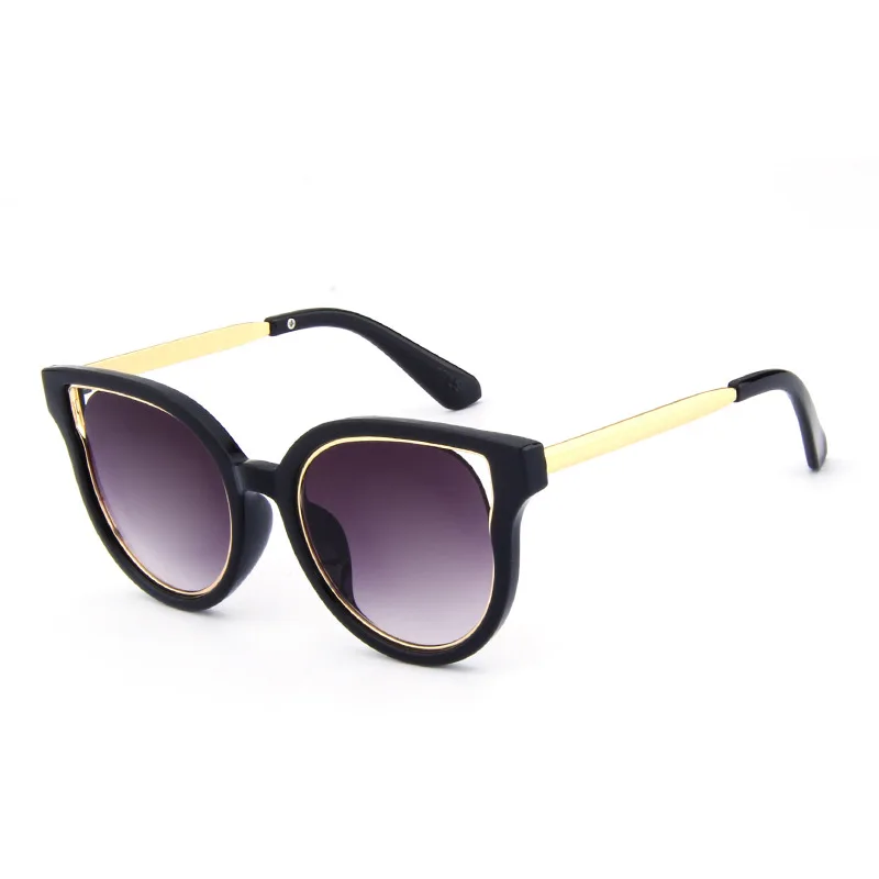 Фирменный дизайн, кошачий оправы для очков милые солнечные очки или антибликовым покрытием UV400 детские очки для мальчиков и девочек, детские милые детские очки N233 - Цвет линз: black gray