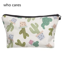 Who Cares Hot Sale Cosmetic Bag Women Neceser Portable Make Up Bag 3D Printed Cacti Organizer Bolsa feminina Travel Toiletry Bag