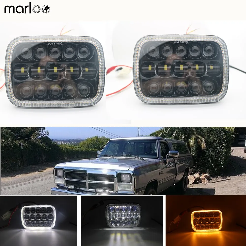 Marloo 5x7 Авто Белый DRL Янтарный сигнальный свет Halo светодиодные фары 6x7