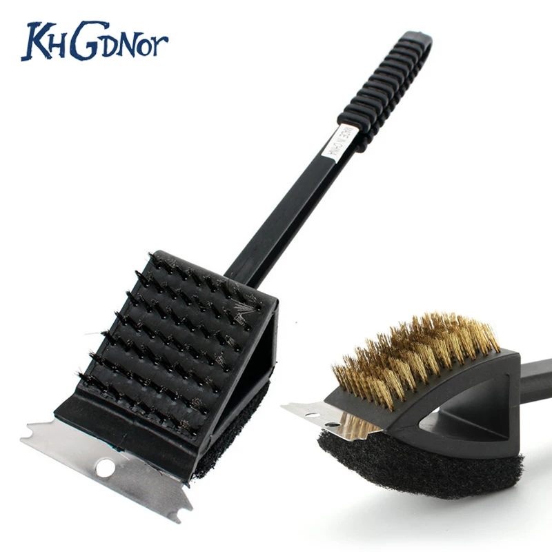 

3 in 1 Copper Wire BBQ Grill Brush Long Handle Stainless Steel Barbecue Grill Oven Cleaning Brush BBQ Cleaner