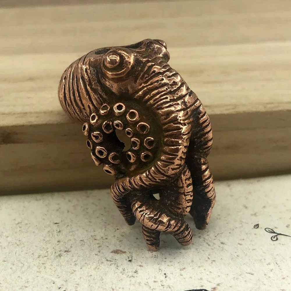 

EDC Knife Beads Copper Octopus Cthulhu Lanyard Bead Paracord Knife Tool DIY Pendant # 115