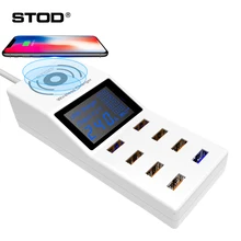 BTOD Qi Wireless USB Charger 8 Ports 40W LED Display QC3.0 Fast Charging For iPhone 8 X Samsung Huawei Lumia Nexus AC Adapter