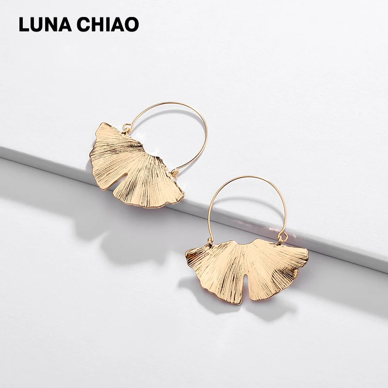 LUNA CHIAO, модные ювелирные изделия, листья, металлические висячие серьги, Женские Висячие массивные серьги, бижутерия