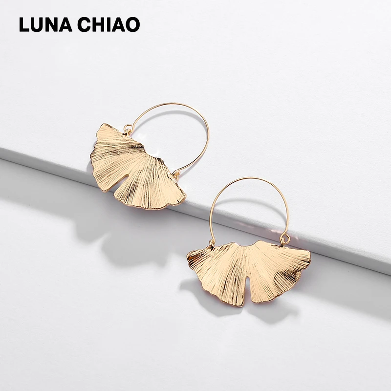 

LUNA CHIAO Fashion Jewelry Leaf Leaves Metal Drop Earring Women Dangle Statement Earrings Bijoux