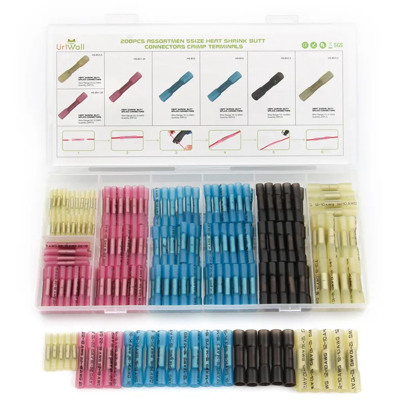 

YT 200PCS/set Assortment 4 Colors Waterproof & Insulated Heat Shrink Butt Connectors For Wire Cable Crimp Terminals Kits