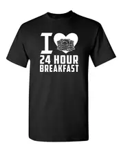 Amor 24 horas desayuno comida panqueque Bacon huevo divertido adulto hombres Camiseta Tee Cool Casual pride camiseta hombres Unisex moda(China)