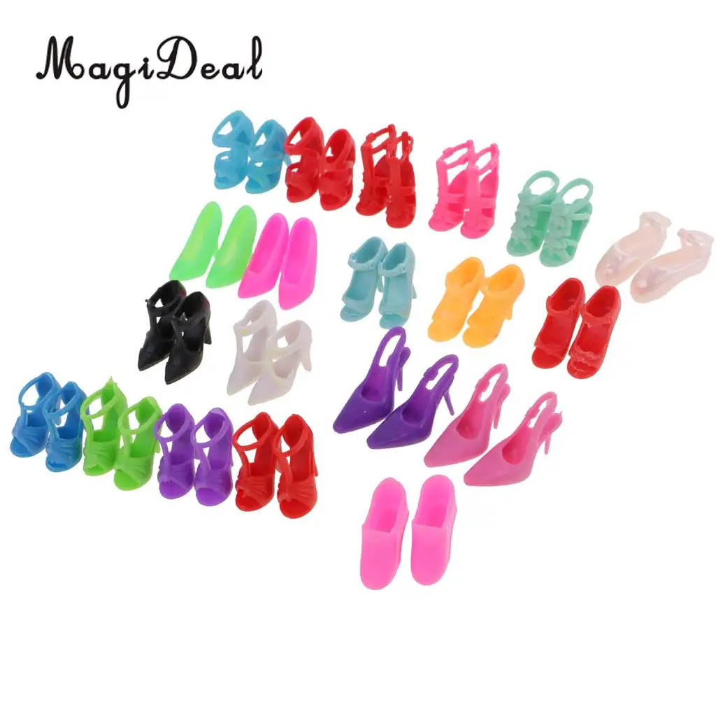 MagiDeal Colorful 20 Pairs 2cm PVC Doll Boots Shoes High Heel Sandals for Dolls Dollhouse Decoration Children Girls Cute Toy