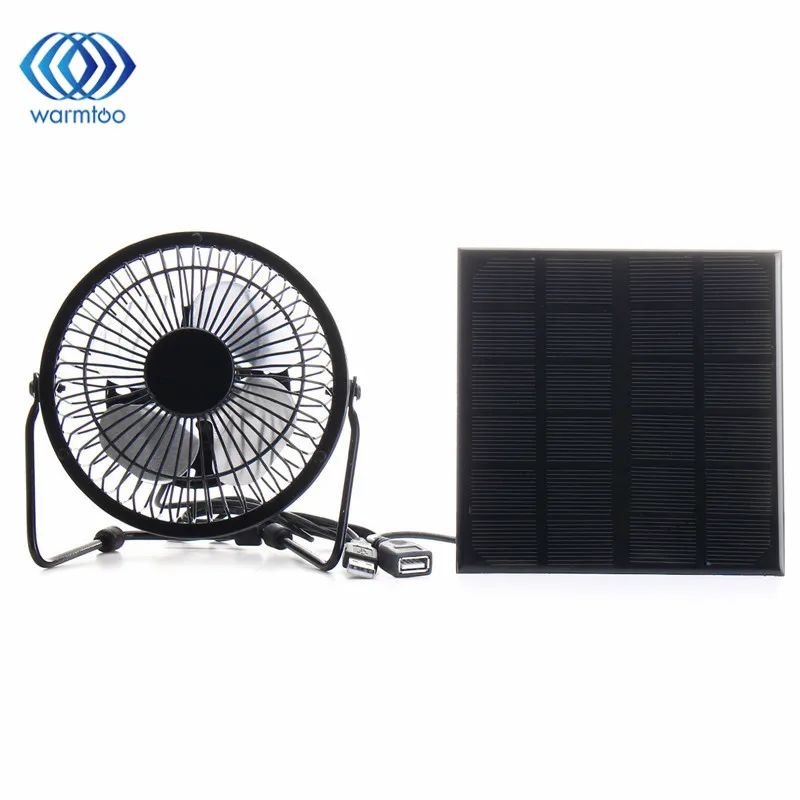 

4 Inch Cooling Ventilation Fan USB Solar Powered Panel Iron Fan For Home Office Outdoor Traveling Fishing