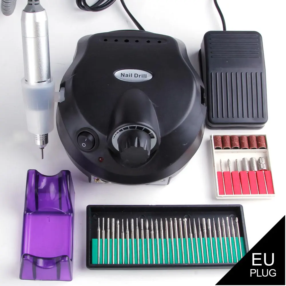 Electric Manicure Machine Set Nail Drill Manicure Pedicure Cutters Apparatus Kit Nail File Milling Machine Diamond Cutters Tools - Цвет: Black Set A