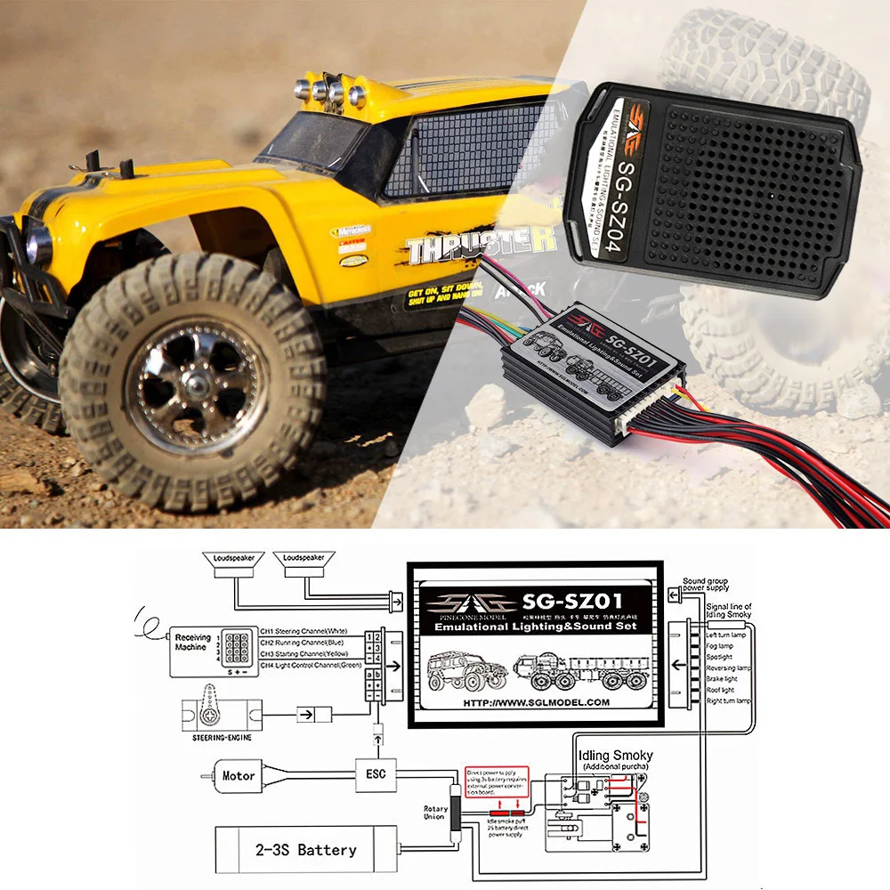 RC автомобиль 3 в 1 двигатели для автомобиля симулятор системы Emulational освещение дым звук набор Traxxas TRX4 Tamiya XB HB Racing D418