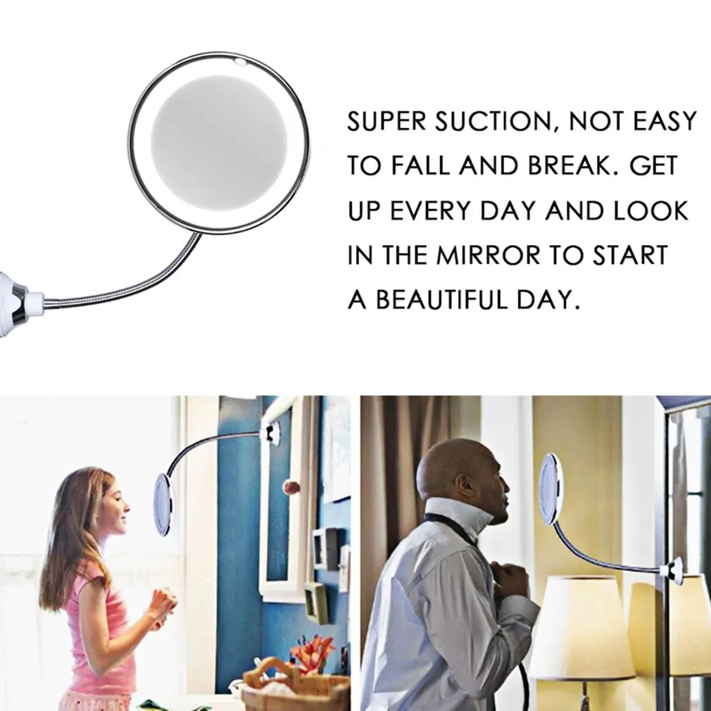Новое гибкое зеркало настольное зеркало фары макияж свет 360 градусов присоска регулируемое увеличительное стекло