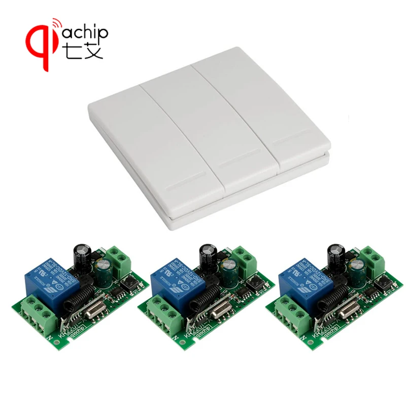 

QIACHIP 433 MHz Universal Wireless Remote Control Switch AC 110V 220V 3CH Relay Receiver Module & Wall Panel RF Remote Controls