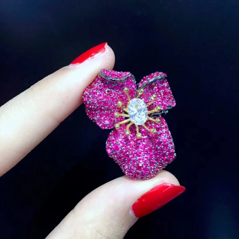 Серебро 925 пробы с кубическим цирконием цветок замок для ювелирных изделий он