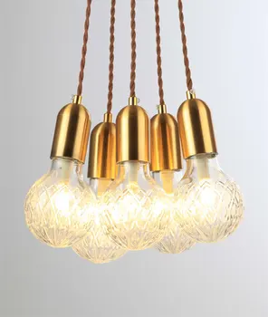 

Modern Nordic single chandelier restaurant bar crystal glass lamp personality creative window copper simple bedside small chande