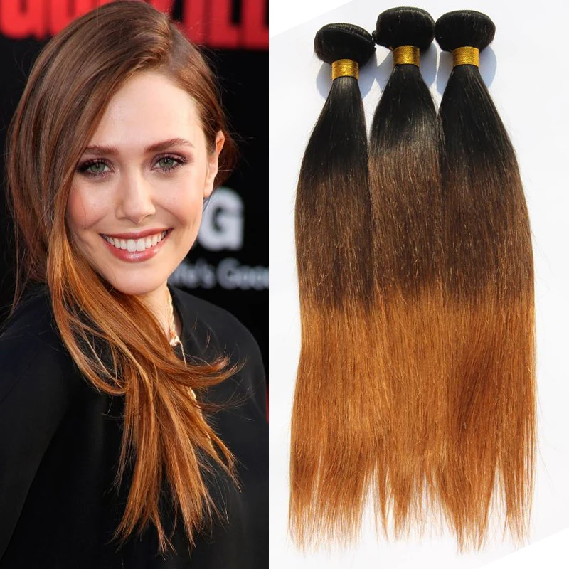 

Peruvian Ombre Straight Virgin Hair 3pcs Lot 1b4//30 Three Tone Human Hair Bundles 12-26inch Mixed Length Good Quality KS311