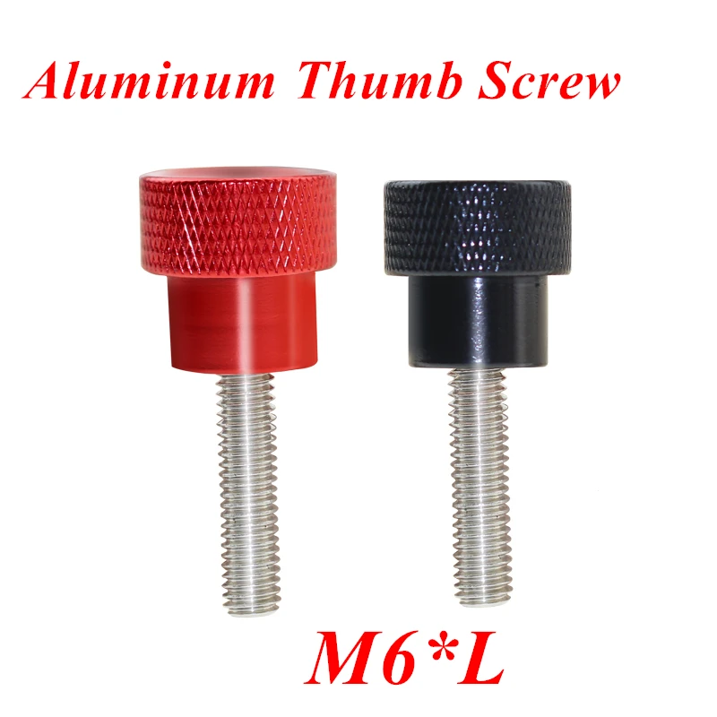 

5pcs M6 Hand Screw Knurled Aluminum Thumb Screw for Locking airflame aluminum alloy Head Stainless steel Hand thumb screw