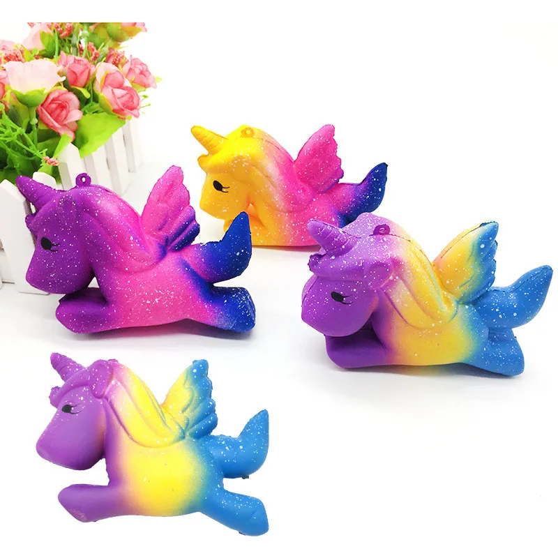 Jumbo Kawaii Сжимаемый медленно поднимающийся Единорог Мягкая красочная сжимаемая