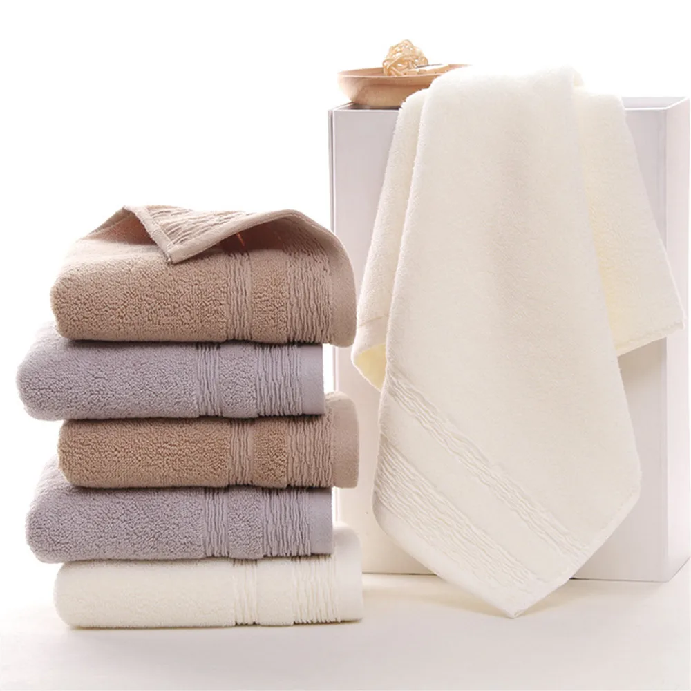 Wholesale 10pcs 34*75cm Cotton Face Towel Thicken Custom Logo Bathroom Soft Washcloth Solid