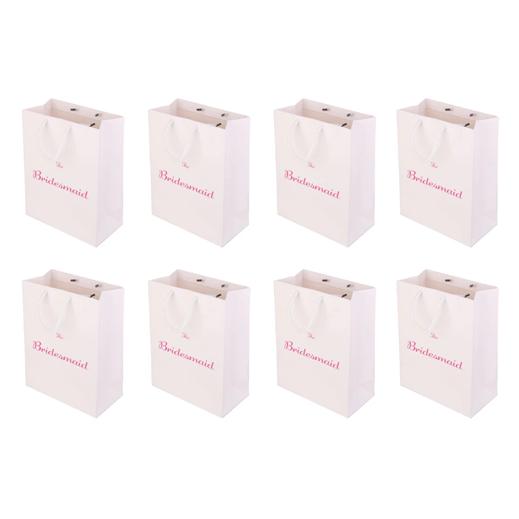 Pieces of 8 The Bridesmaid Printed Paper Bag with Handle for Wedding, Bridal Shower, Hen Night Party