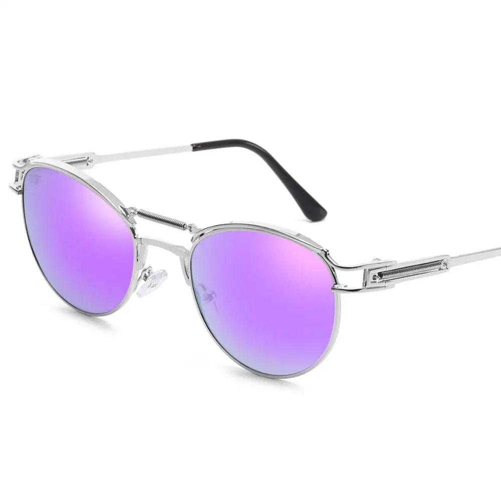 Женские мужские летние новые модные овальные зеркальные солнцезащитные очки в стиле стимпанк, унисекс, весенние солнечные очки из сплава, UV400, пляжные солнцезащитные очки L7726CJ - Цвет линз: NO.6