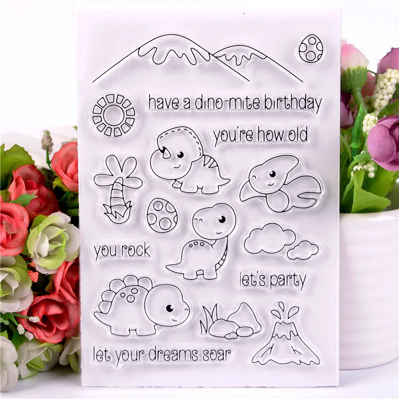 

DLKSDI Cartoon dinosaur pigTransparent Clear Stamp DIY Silicone Seals Scrapbooking / Card Making/Photo Album Decoration
