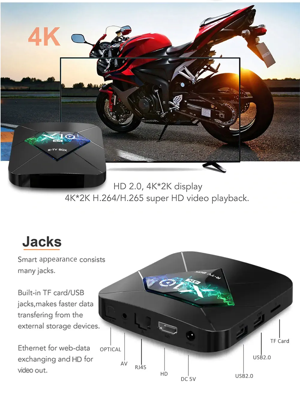 LEORY R-tv Box X10 ТВ приставка S905W 2 Гб 16 Гб 100 м LAN wifi bluetooth 4,0 Android 4K H.265 VP9 телеприставка 2,4G/5,0G wifi