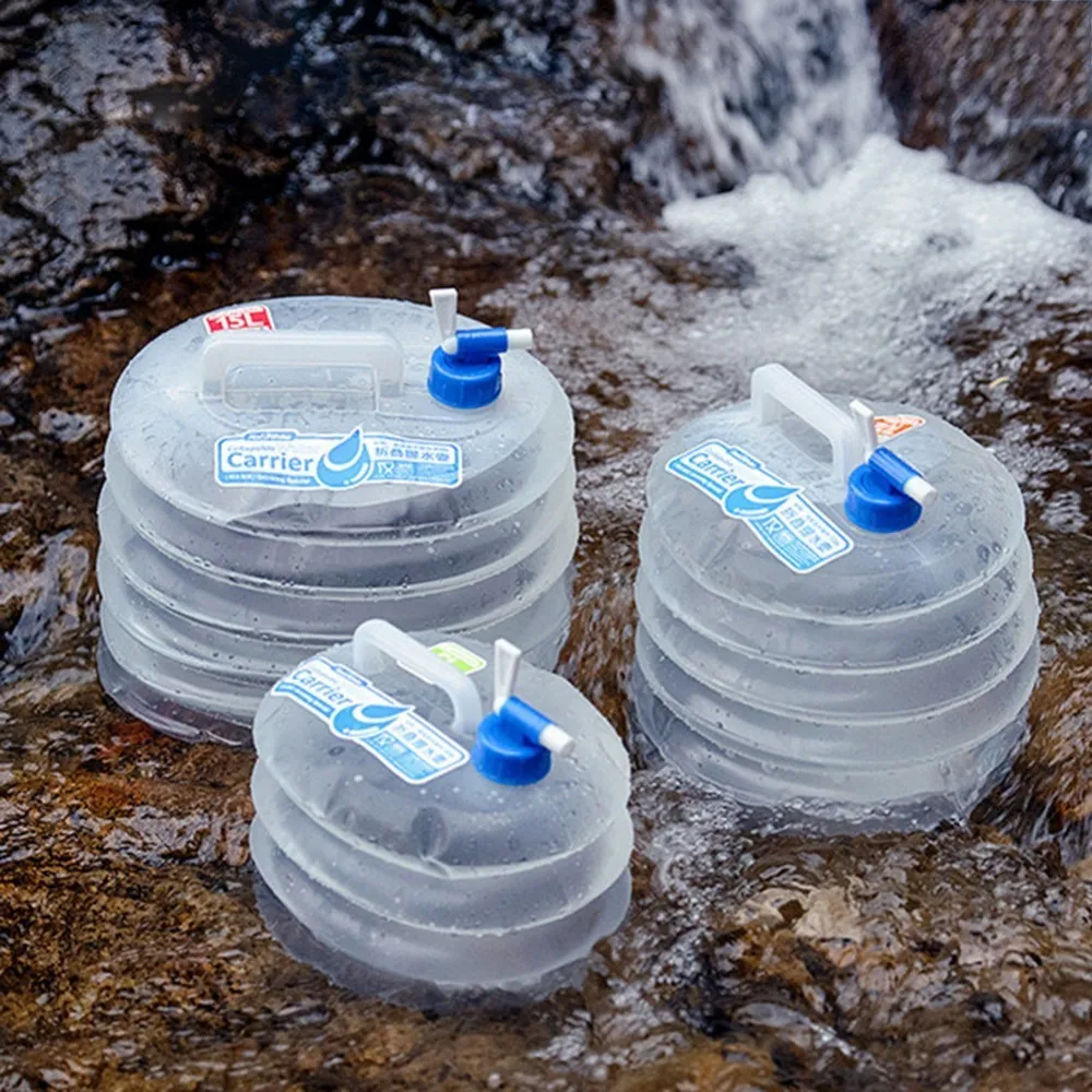 5L/10L/15L складное ведро для воды на открытом воздухе для кемпинга, портативная мягкая колба, контейнер для воды, сумка для хранения, резервуар для воды с краном