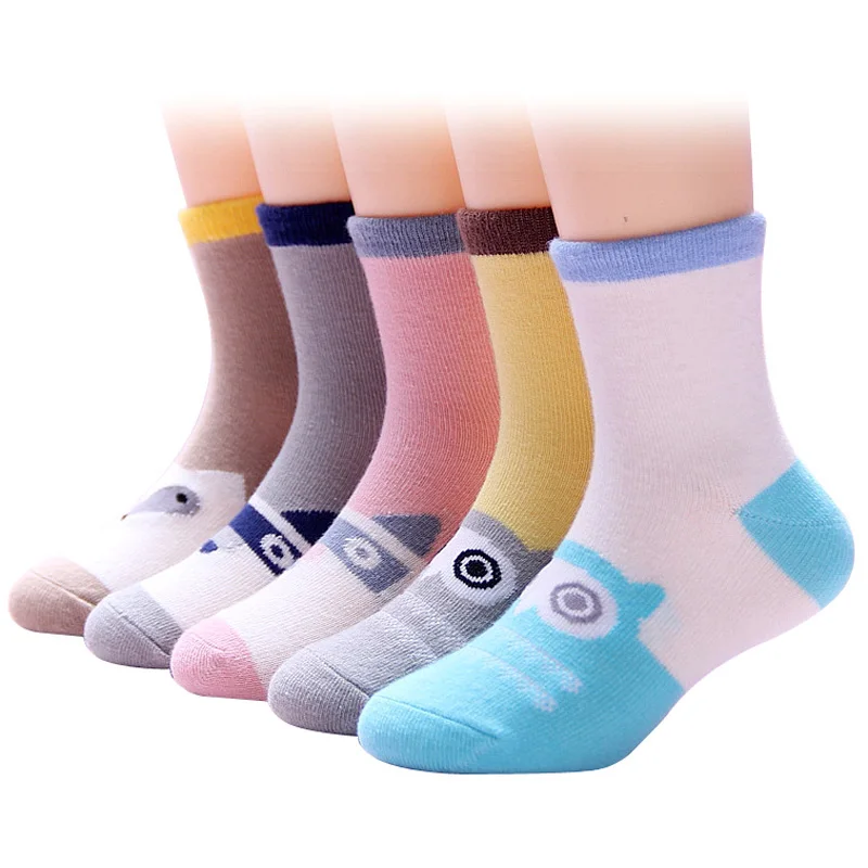 5 Pairs/Lot Children Girl Socks Owl Style for 3 7 Years Toddler Kids