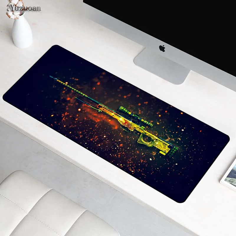 Yuzuoan 900*400*3mm Gun Game L XL Large Gaming mousepad gamer mouse mat pad for CS GO Dragon for LO
