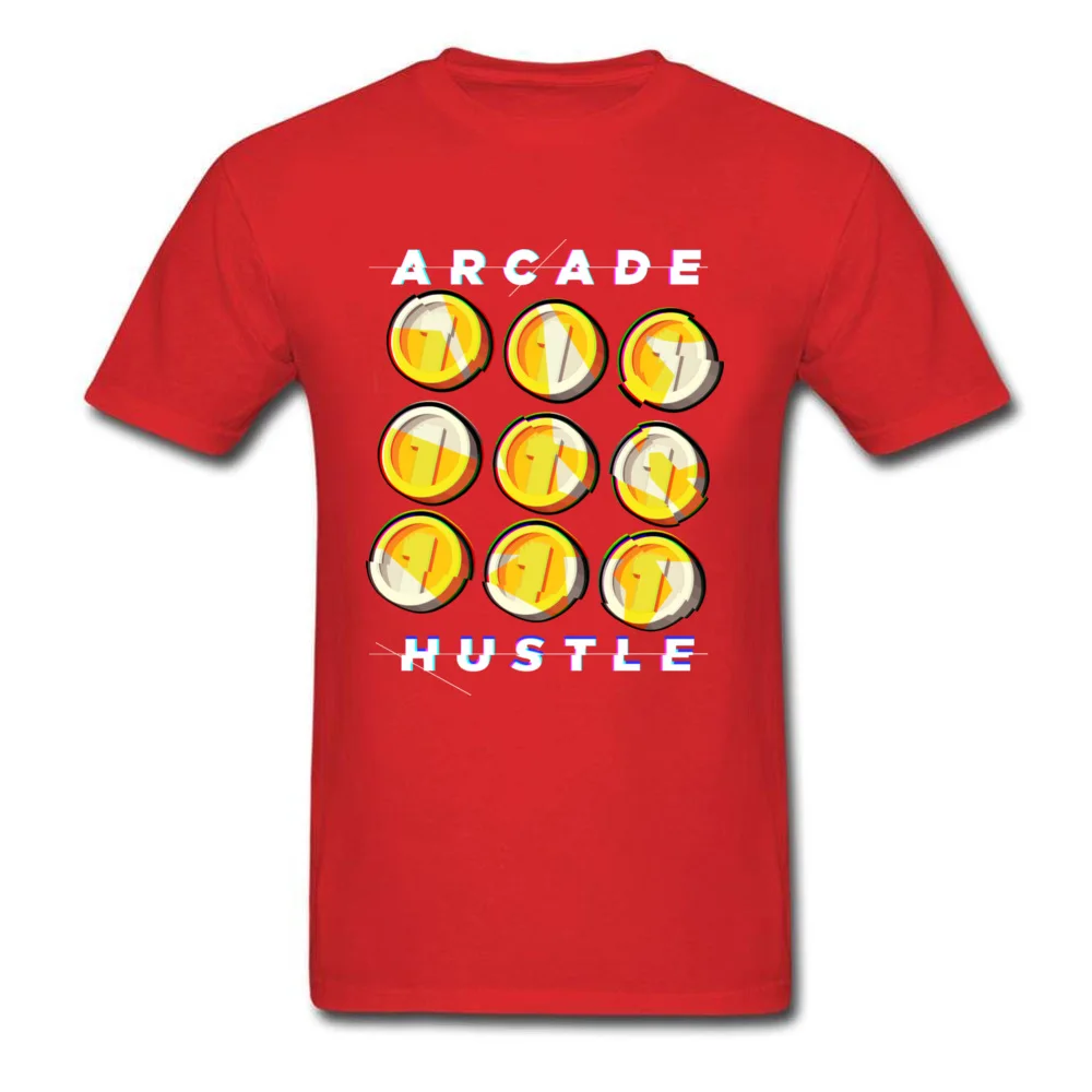 Slim Fit ARCADE HUSTLE Design T Shirt Crewneck Cotton Men's Tops & Tees Short Sleeve Summer Design Tee-Shirts Top Quality ARCADE HUSTLE red
