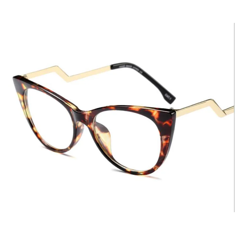 Кошачий глаз очки кадр Для женщин Винтаж марка металла изогнутые ножки прозрачные линзы очки женские очки кадр дамы очки
