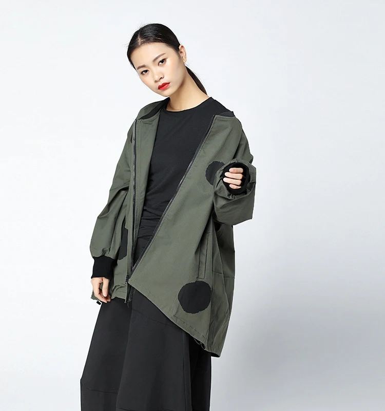 XITAO Polka Dot Irregular Trench Women Korea Fashion New Bat Sleeved Plus Size Hit Color Print 2019 Autumn Elegant Coat LJT3848 XITAO Polka Dot Irregular Trench Women Korea Fashion New Bat Sleeved Plus Size Hit Color Print 2019 Autumn Elegant Coat LJT3848