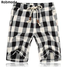 Летние повседневные свободные прямые дышащие шорты, модная мужская одежда, клетчатые шорты с завязками, мужские шорты с эластичным поясом