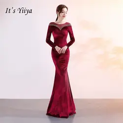 Это Yiiya с длинными рукавами элегантное вечернее платье шифон длиной до пола Вечерние платья со шлейфом молния Назад Труба платья для