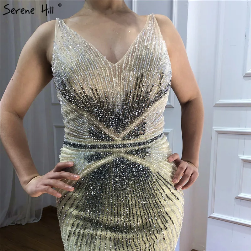 Дубай градация изменение цвета v-образным вырезом Вечерние платья 2019 полный кристалл без рукавов сексуальные вечерние платья Serene Хилл LA60801