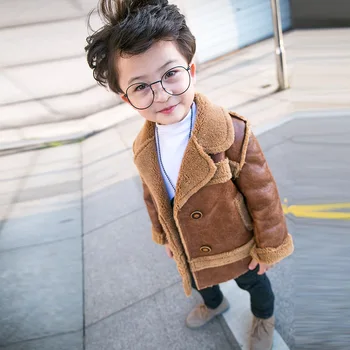 

Child Jacket 2017 Boys Velvet Thick Winter Kids Suede Coat Clothes New Jacket Baby Boy Moto Coats Baby clothing Children outwear
