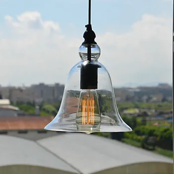 

Retro Loft Style Edison Bulb Vintage Industrial Pendant Light Lamp with Bell Desgined Glass Shade